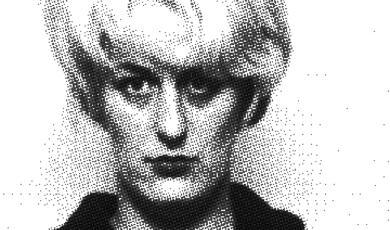 Famous, black & white photograph of Myra Hindley