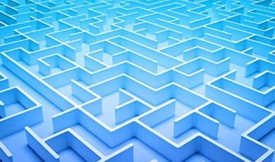 white walled maze from above