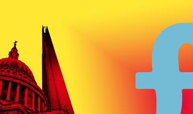 a currency symbol of the British Pound on an orange and red background