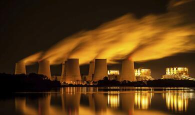 a power station at night