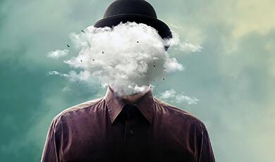 abstract art of a man with fog for a head