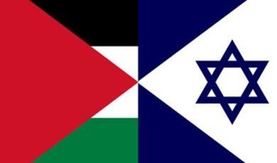 Israeli and Palestinian flags, graphic