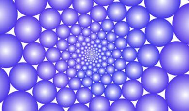 geometrical repeating design of white and blue circles