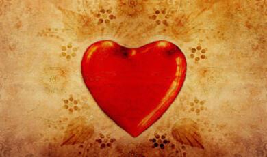 Red heart against gold background