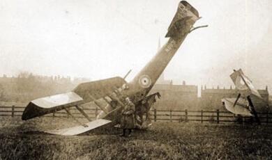The crash site of a Sopwith T.1 Cuckoo biplane