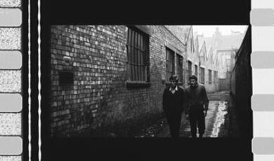 Black and white photo of street in London