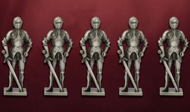 Suit of armour in repeating pattern