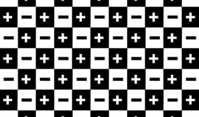 Checkerboard pattern with plus and minus symbols in the squares
