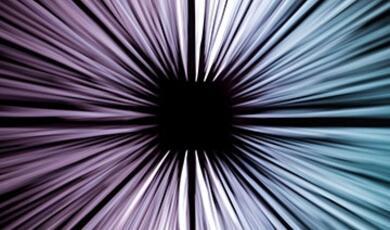Abstract image depicting radial light streaks converging toward a central black void