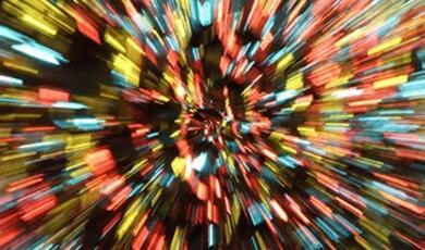 abstract, multi-coloured lights emanating from central point
