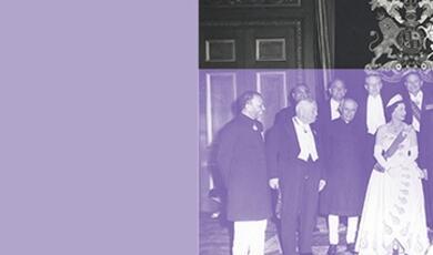 Collage of Queen Elizabeth II, Antilles map, Commonwealth flag and leaders