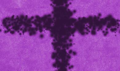 Black cross on pink background