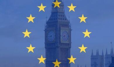 Big Ben photo merged with EU flag