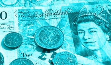 British bank notes and coins