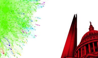 an illustration of a computer network in lime green