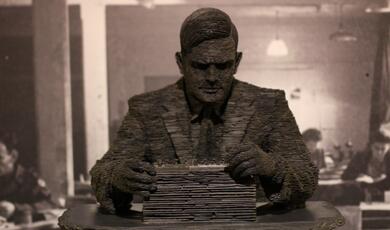 artwork of alan turing made of slate