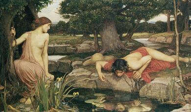 Painting of Echo and Narcissus by John William Waterhouse