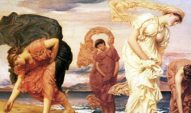 Greek Girls Picking up Pebbles, artwork by Lord Frederic Leighton
