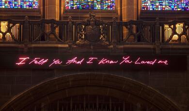 Art by Tracey Emin in Liverpool Catherdal