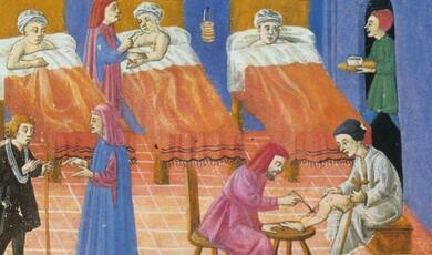 medieval painting of Salerno medical school