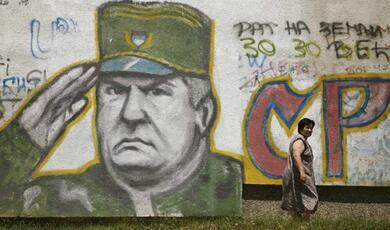 Graffiti depiction of Ratko Mladić  on concretewall