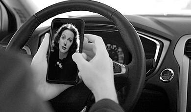 Actress and inventor Hedy Lamarr on a mobile phone creen