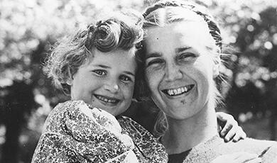 Marjorie McClelland holds Antoinette Steuer, Joint Distribution Committee