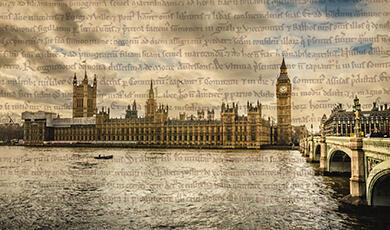 House of Parliament superimposed on backdrop of magna carta