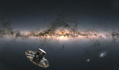 Artist impression of ESA's Gaia satellite observing the Milky Way