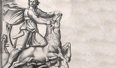 An engraving depicting Mithras slaying the bull