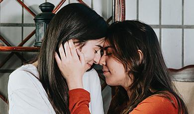 Two women embracing