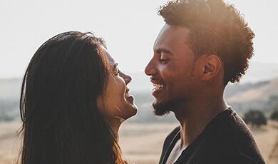 Couple looking at each other