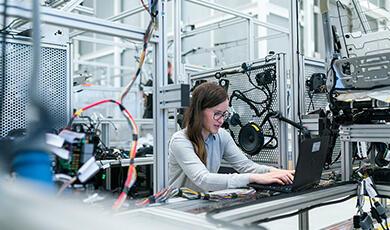 Female scientist working