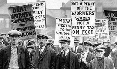 North East workers demonstrating with placards  during the General Strike of 1926