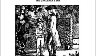 black and white engraving of gentleman and boy,  Georgian