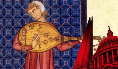 Minstrels with a Rebec and a Lute, from the "Cantigas de Santa Maria"