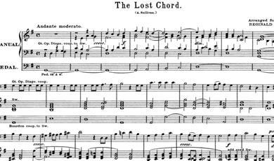 A page of sheet music of 'The Lost Chord' by Arthur Sullivan